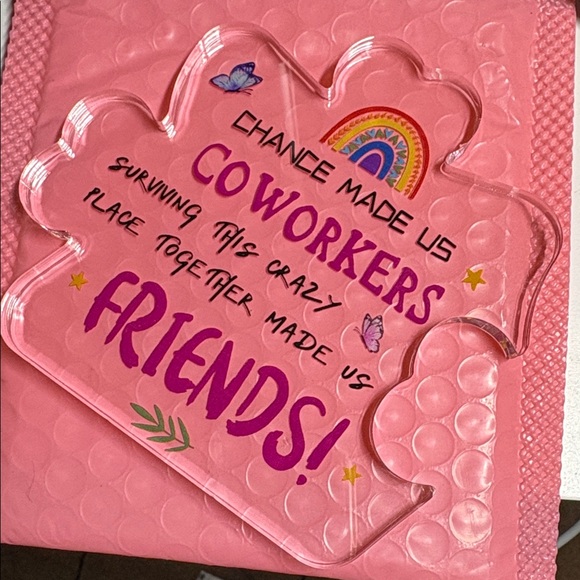 Pink Puzzle Piece Decor with Friendship Quote - Picture 2 of 3